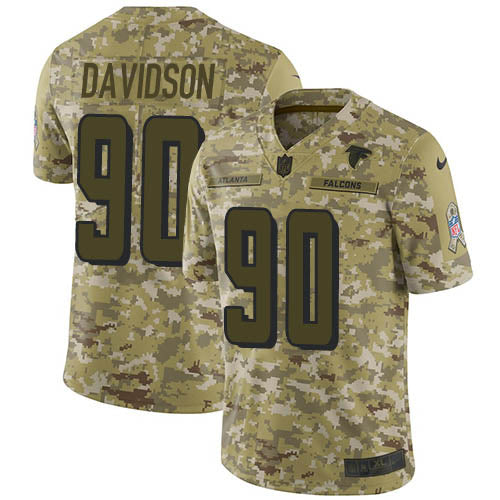 Custom Falcons #90 Marlon Davidson Camo Men’s Stitched NFL Limited 2018 Salute To Service Jersey