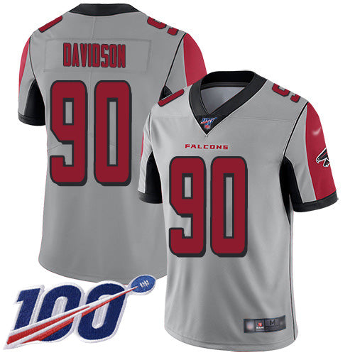 Custom Falcons #90 Marlon Davidson Silver Men’s Stitched NFL Limited Inverted Legend 100th Season Jersey