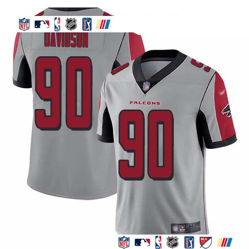 Custom Falcons #90 Marlon Davidson Silver Men’s Stitched NFL Limited Inverted Legend Jersey