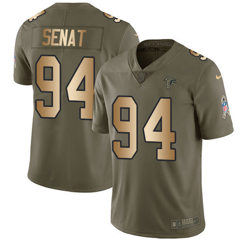 Custom Falcons #94 Deadrin Senat Olive Gold Men’s Stitched NFL Limited 2017 Salute To Service Jersey