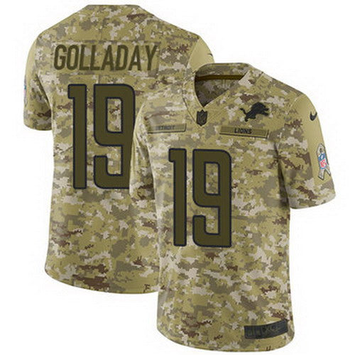 Custom Lions #19 Kenny Golladay Camo Men’s Stitched NFL Limited 2018 Salute To Service Jersey