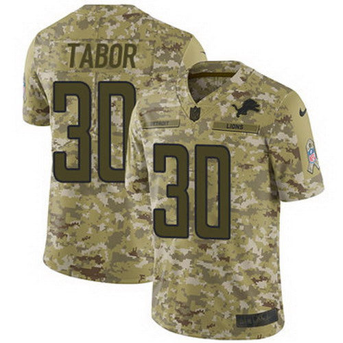 Custom Lions #30 Teez Tabor Camo Youth Stitched NFL Limited 2018 Salute to Service Jersey