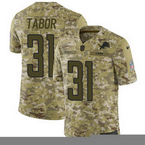 Custom Lions #31 Teez Tabor Camo Men’s Stitched NFL Limited 2018 Salute To Service Jersey