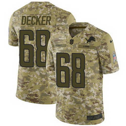 Custom Lions #68 Taylor Decker Camo Men’s Stitched NFL Limited 2018 Salute To Service Jersey