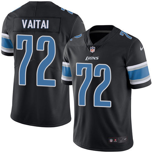 Custom Lions #72 Halapoulivaati Vaitai Black Men’s Stitched NFL Limited Rush Jersey