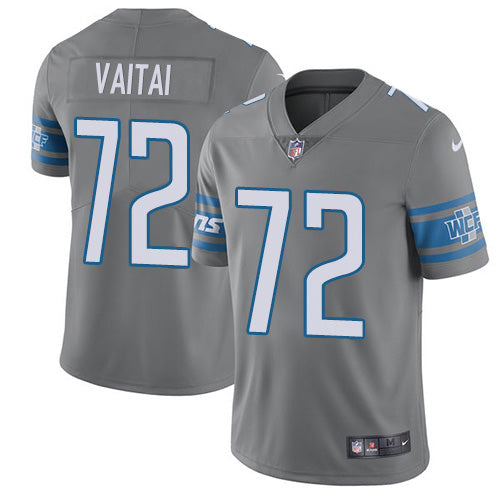 Custom Lions #72 Halapoulivaati Vaitai Gray Men’s Stitched NFL Limited Rush Jersey