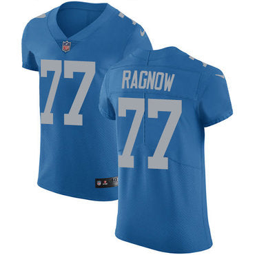 Custom Lions #77 Frank Ragnow Blue Throwback Men’s Stitched NFL Vapor Untouchable Elite Jersey