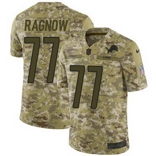 Custom Lions #77 Frank Ragnow Camo Youth Stitched NFL Limited 2018 Salute to Service Jersey