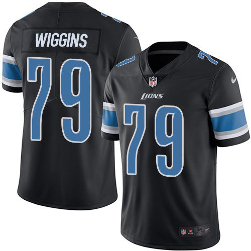 Custom Lions #79 Kenny Wiggins Black Men’s Stitched NFL Limited Rush Jersey
