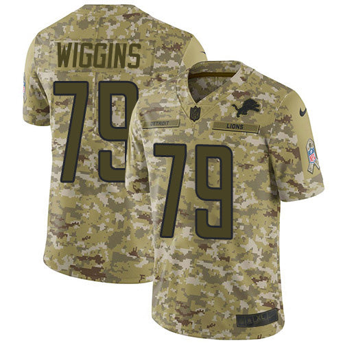 Custom Lions #79 Kenny Wiggins Camo Men’s Stitched NFL Limited 2018 Salute To Service Jersey