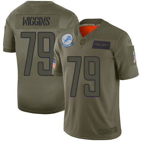 Custom Lions #79 Kenny Wiggins Camo Men’s Stitched NFL Limited 2019 Salute To Service Jersey