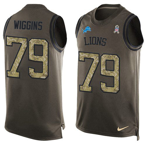 Custom Lions #79 Kenny Wiggins Green Men’s Stitched NFL Limited Salute To Service Tank Top Jersey