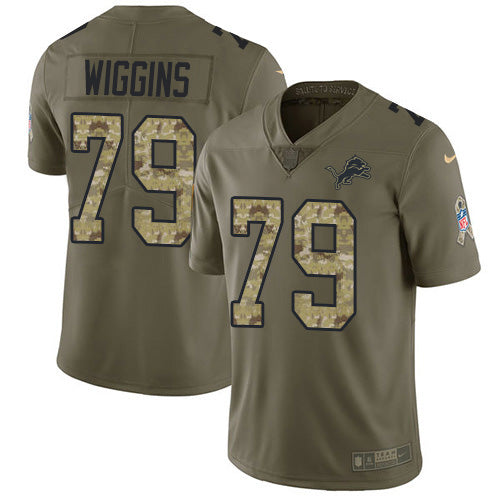 Custom Lions #79 Kenny Wiggins Olive Camo Men’s Stitched NFL Limited 2017 Salute To Service Jersey