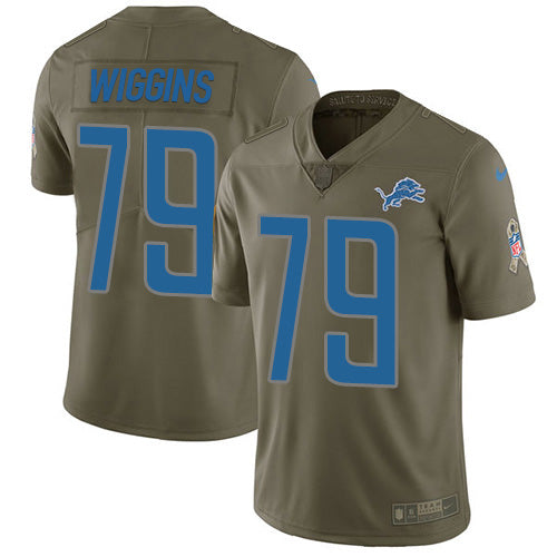 Custom Lions #79 Kenny Wiggins Olive Men’s Stitched NFL Limited 2017 Salute To Service Jersey
