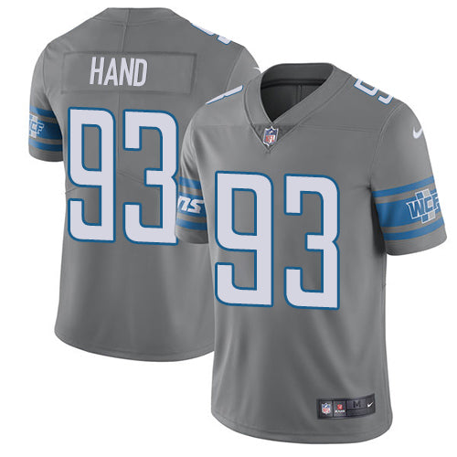 Custom Lions #93 Da’Shawn Hand Gray Men’s Stitched NFL Limited Rush Jersey