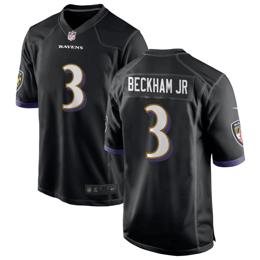 Custom Men’s Baltimore Ravens #3 Beckham Jr Black NFL Vapor Limited Jerseys