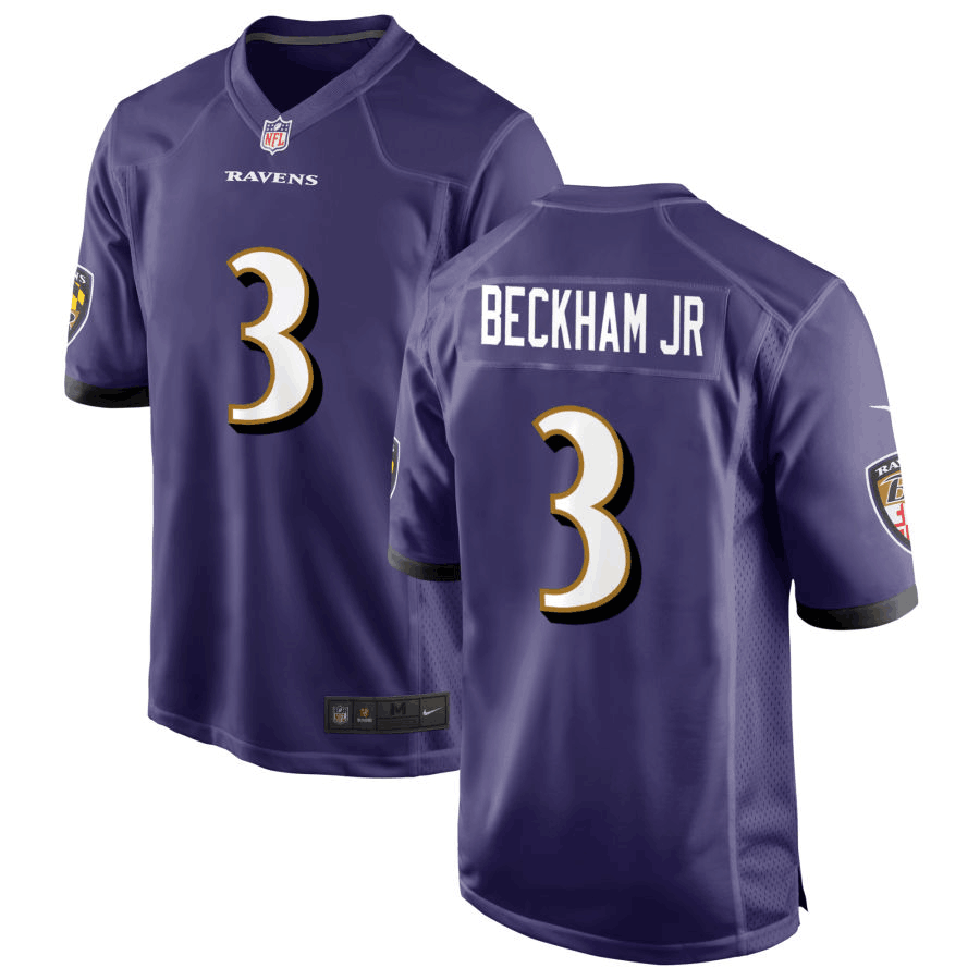 Custom Men’s Baltimore Ravens #3 Beckham Jr Purple NFL Vapor Limited Jerseys