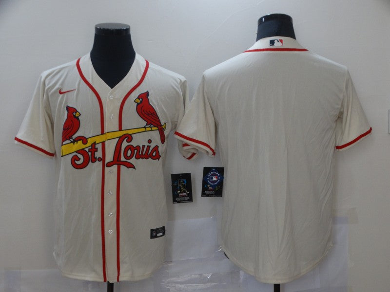 Custom Men’s St. Louis Cardinals Cream Stitched MLB Blank Cool Base Jersey