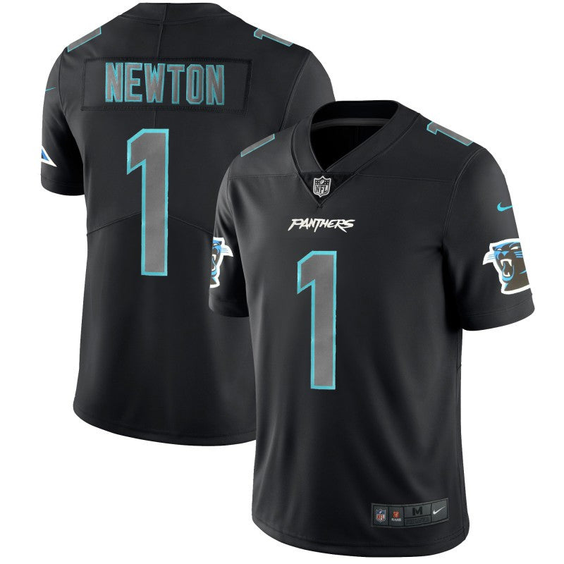 Custom Panthers 1 Cam Newton Black Vapor Impact Limited Jersey