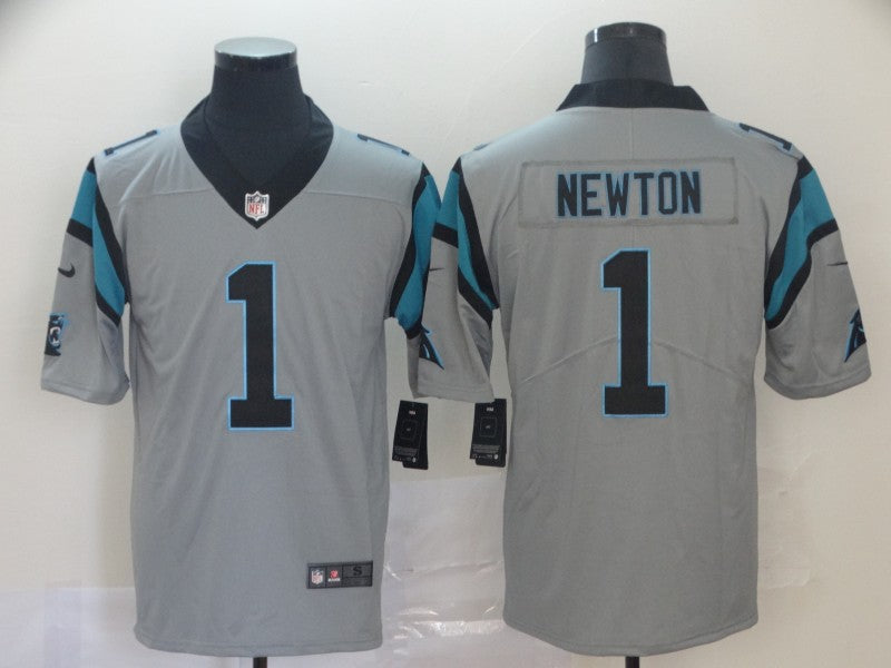 Custom Panthers 1 Cam Newton Silver Inverted Legend Limited Jersey