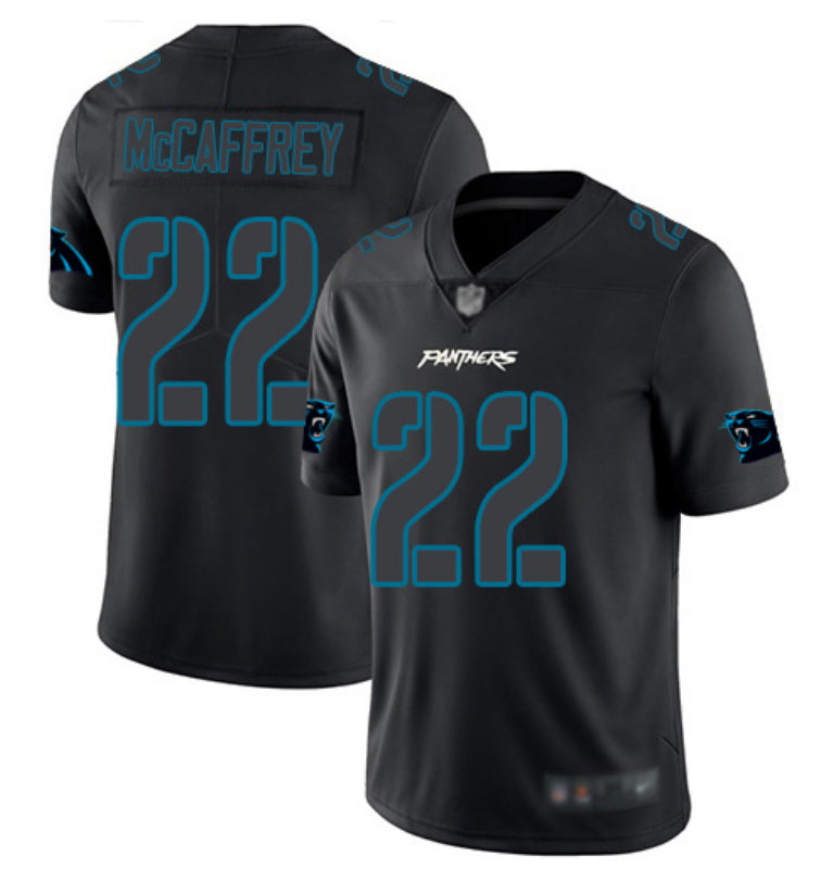 Custom Panthers 22 Christian McCaffrey Black Impact Rush Limited Jersey