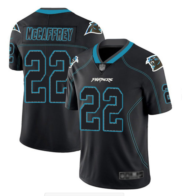 Custom Panthers 22 Christian McCaffrey Black Shadow Legend Limited Jersey