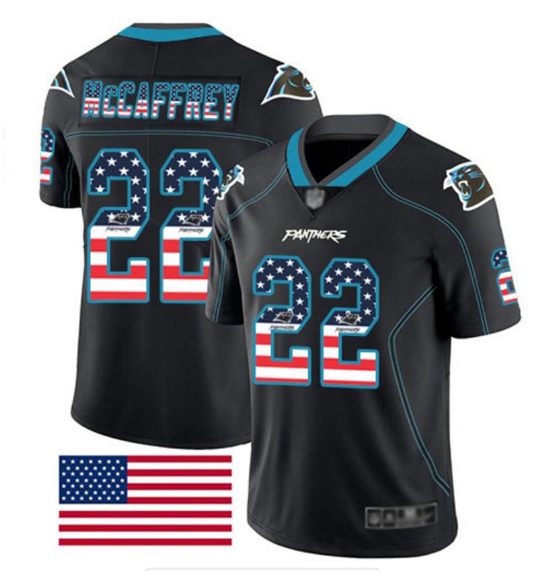 Custom Panthers 22 Christian McCaffrey Black USA Flash Fashion Limited Jersey