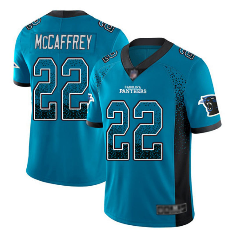 Custom Panthers 22 Christian McCaffrey Blue Drift Fashion Limited Jersey