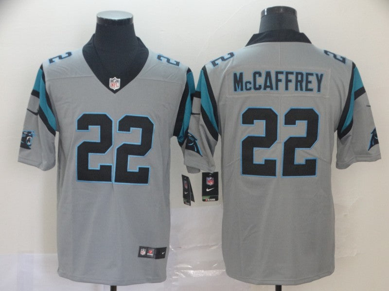 Custom Panthers 22 Christian McCaffrey Silver Inverted Legend Limited Jersey