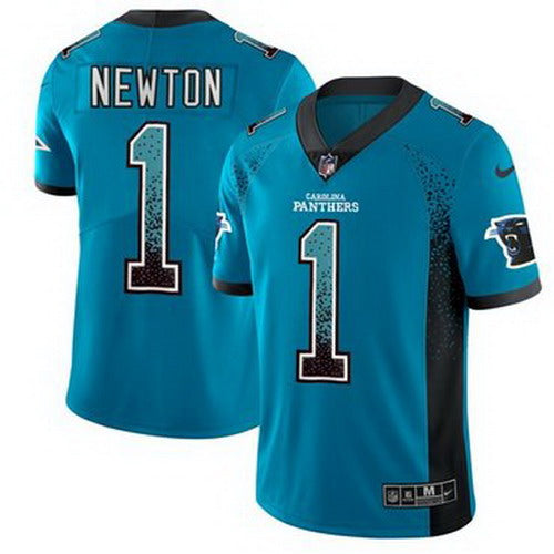 Custom Panthers #1 Cam Newton Blue Alternate Men’s Stitched NFL Limited Rush Drift Fashion Jersey