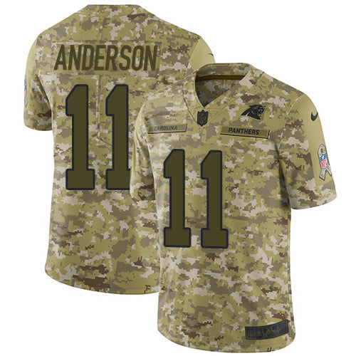 Custom Panthers #11 Robby Anderson Camo Men’s Stitched NFL Limited 2018 Salute To Service Jersey