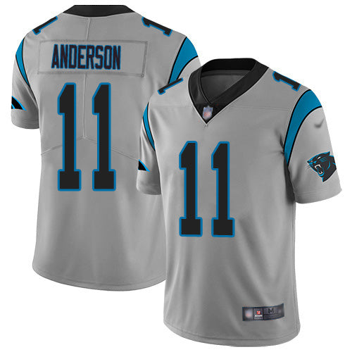 Custom Panthers #11 Robby Anderson Silver Men’s Stitched NFL Limited Inverted Legend Jersey