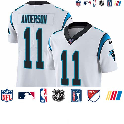 Custom Panthers #11 Robby Anderson White Men’s Stitched NFL 100th Season Vapor Untouchable Limited Jersey