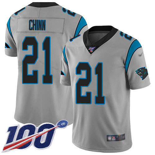 Custom Panthers #21 Jeremy Chinn Silver Men’s Stitched NFL Limited Inverted Legend 100th Season Jersey