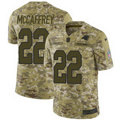 Custom Panthers #22 Christian McCaffrey Camo Men’s Stitched NFL Limited 2018 Salute To Service Jersey