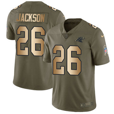 Custom Panthers #26 Donte Jackson Olive Gold Youth Stitched NFL Limited 2017 Salute to Service Jersey