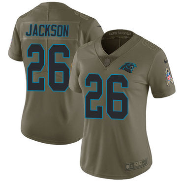 Custom Panthers #26 Donte Jackson Olive Women’s Stitched NFL Limited 2017 Salute to Service Jersey