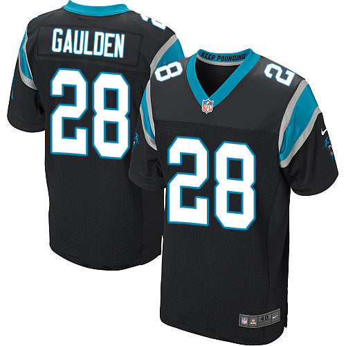 Custom Panthers #28 Rashaan Gaulden Black Team Color Men’s Stitched NFL Elite Jersey