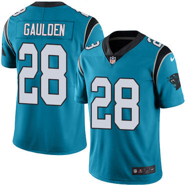Custom Panthers #28 Rashaan Gaulden Blue Men’s Stitched NFL Limited Rush Jersey
