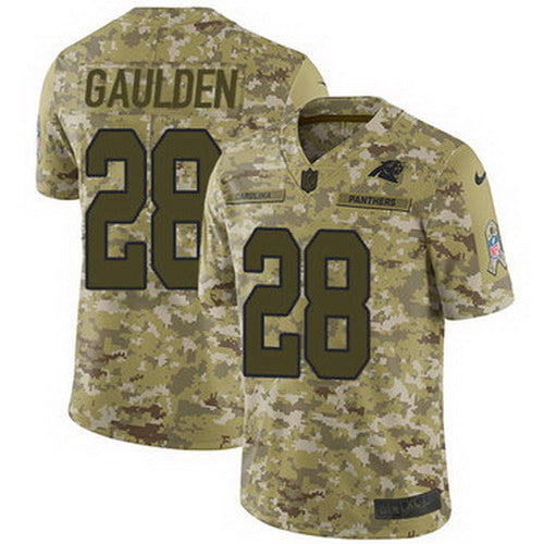 Custom Panthers #28 Rashaan Gaulden Camo Men’s Stitched NFL Limited 2018 Salute To Service Jersey