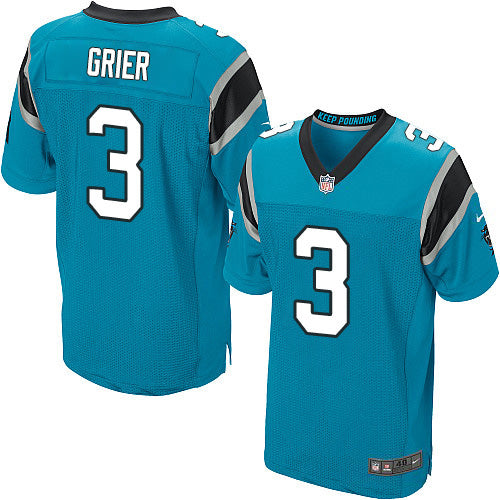 Custom Panthers #3 Will Grier Blue Alternate Men’s Stitched NFL New Elite Jersey