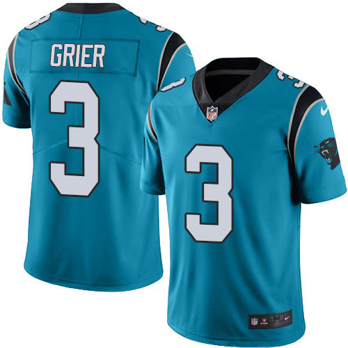 Custom Panthers #3 Will Grier Blue Men’s Stitched NFL Limited Rush Jersey