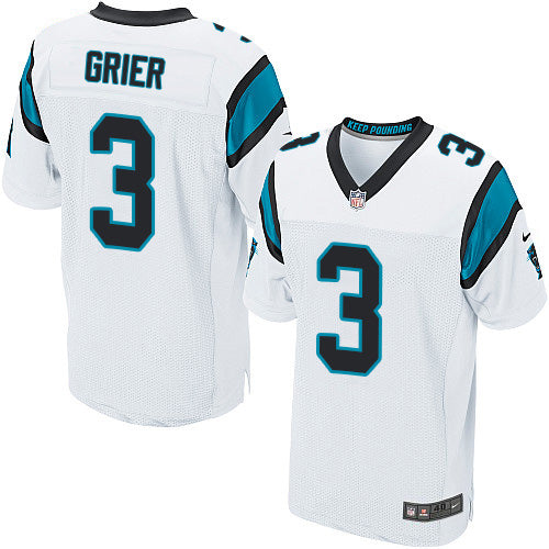 Custom Panthers #3 Will Grier White Men’s Stitched NFL New Elite Jersey