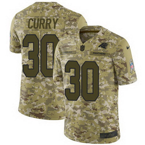 Custom Panthers #30 Stephen Curry Camo Youth Stitched NFL Limited 2018 Salute to Service Jersey