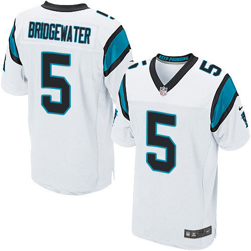 Custom Panthers #5 Teddy Bridgewater White Men’s Stitched NFL New Elite Jersey