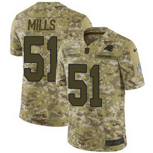 Custom Panthers #51 Sam Mills Camo Men’s Stitched NFL Limited 2018 Salute To Service Jersey