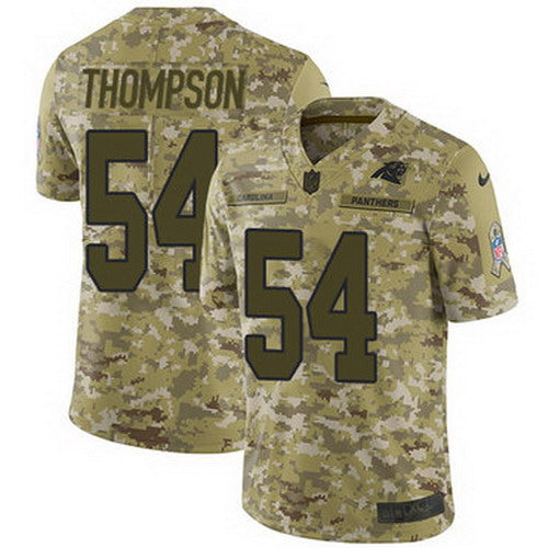 Custom Panthers #54 Shaq Thompson Camo Youth Stitched NFL Limited 2018 Salute to Service Jersey