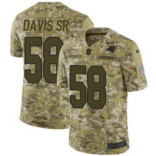 Custom Panthers #58 Thomas Davis Sr Camo Men’s Stitched NFL Limited 2018 Salute To Service Jersey