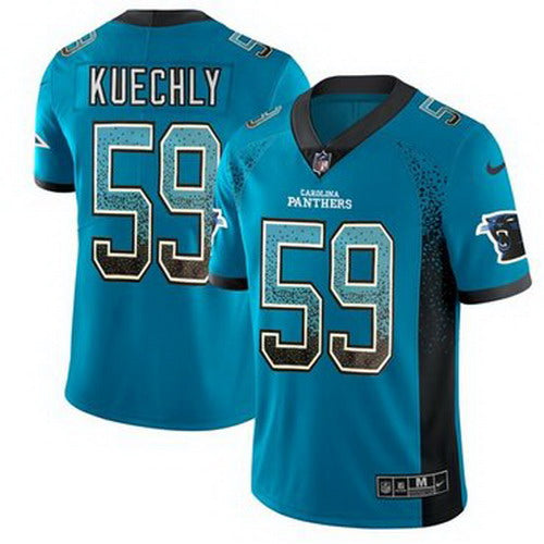 Custom Panthers #59 Luke Kuechly Blue Alternate Men’s Stitched NFL Limited Rush Drift Fashion Jersey