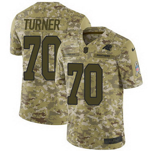 Custom Panthers #70 Trai Turner Camo Youth Stitched NFL Limited 2018 Salute to Service Jersey